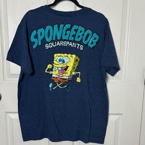 NEW SPONGEBOB SQUAREPANTS Blue graphic short sleeve tee XXL embroidered patch